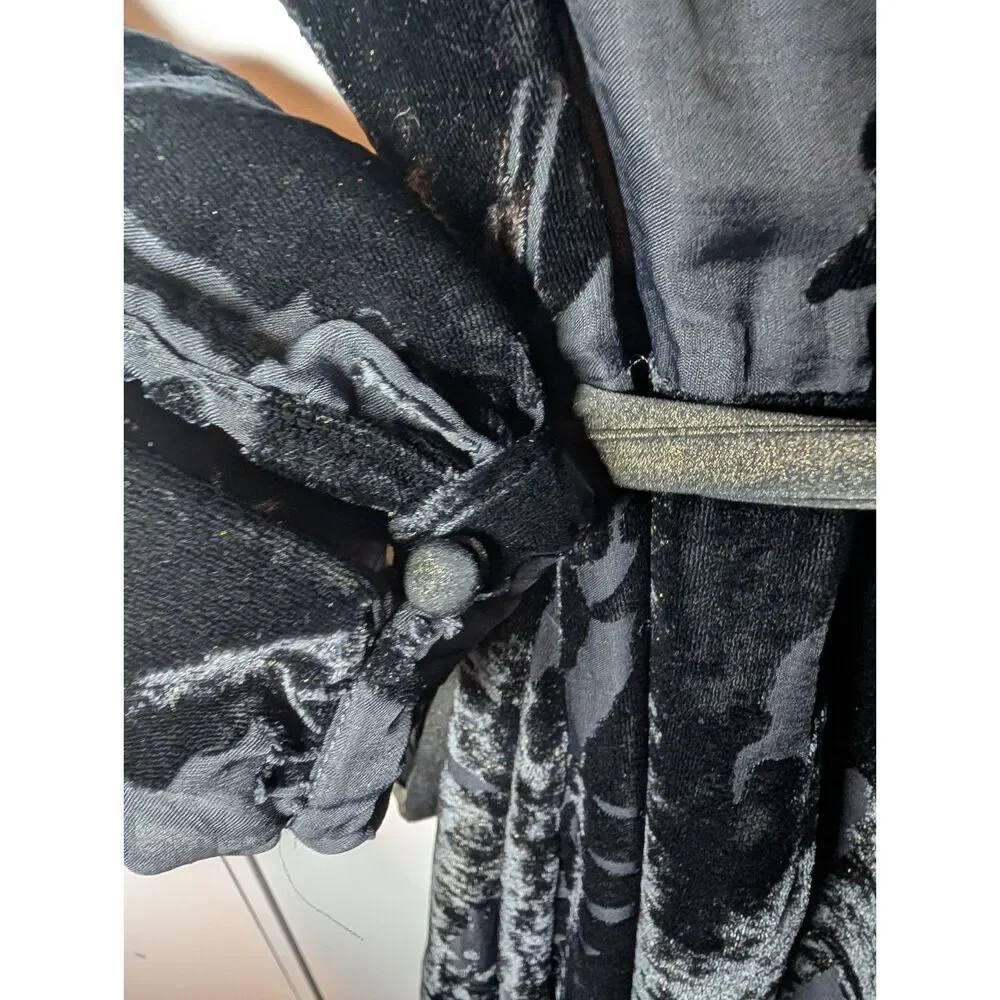 Hutch Black Burnout Velvet Wrap Maxi Dress Metallic Sash Hi-Low Hem Size M - Picture 8 of 12